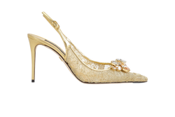 Dolce & Gabbana Rainbow Lace Slingbacks, Lurex Lace, Gold, UK8, DB/B, 4*