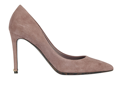 Dolce and Gabbana Blush Suede Heels, front view
