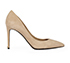 Dolce and Gabbana Nude Suede Heels, front view