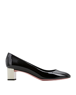 Fendi Eloise Block Heels, Patent, Black/White, DB, UK 7.5