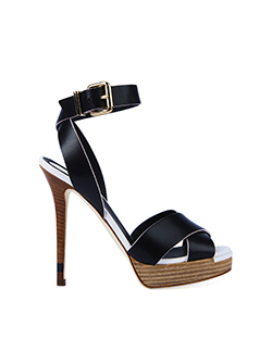 Fendi Black Ankle Strap Sandals, Leather, Black, UK 3.5
