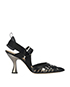 Fendi FF Motif Slingback Pumps, &pound;260, Shoes, Black, Elastane/Leather/PVC, Front view