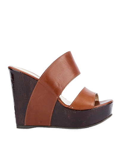 Fendi Brown Wedge Sandals, front view