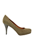 Fendi Brown Suede Leather Logo Heels, front view