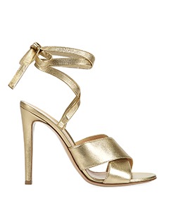 Gianvito Rossi Tie Up Heeled Sandals, Leather, Gold, DB, UK 5