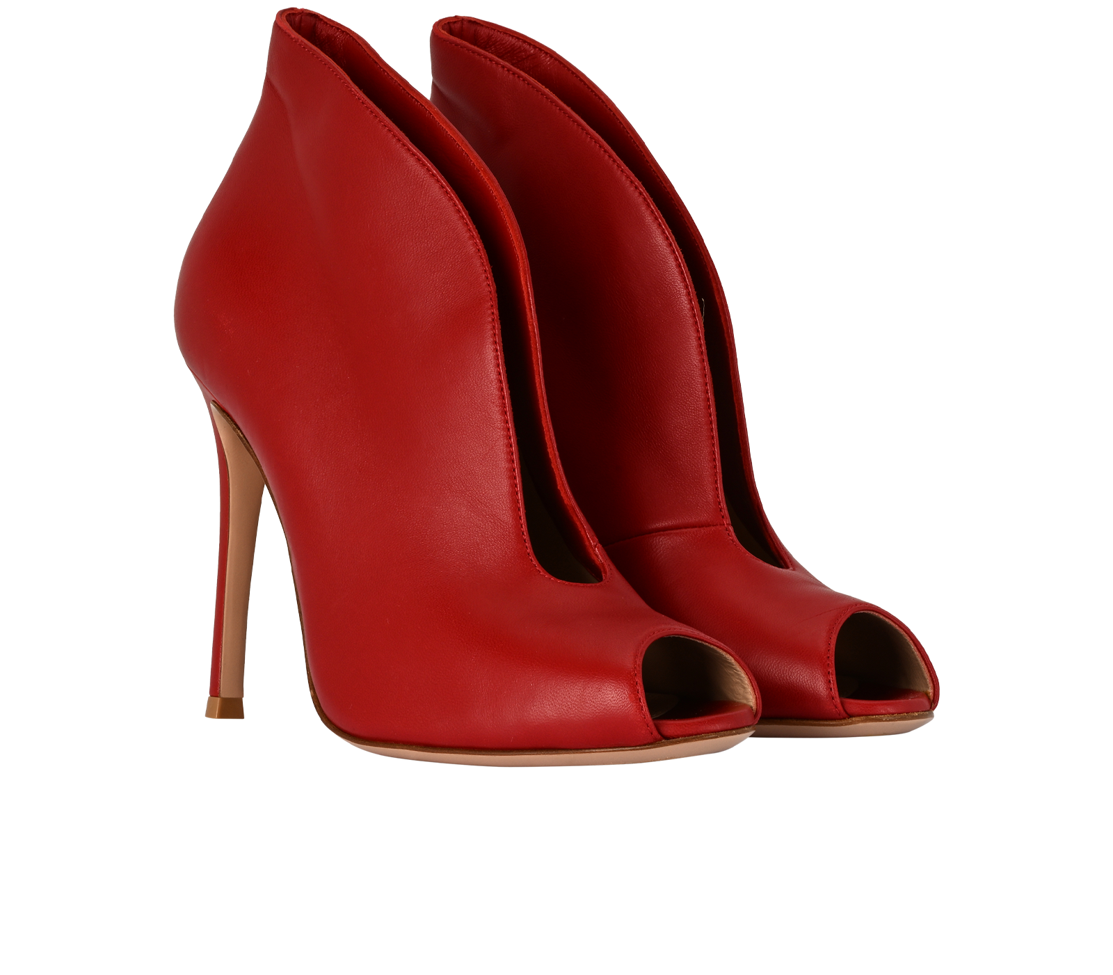 Gianvito Rossi Peep Toe Heels, &pound;110, Shoes, Red, Leather, Side view