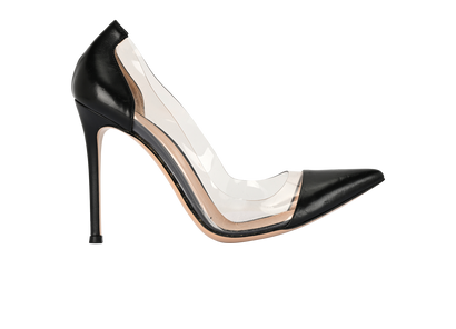 Gianvito Rossi Plexi Pumps, &pound;120, Shoes, Black, Leather/PVC, Front view