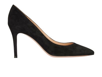 Gianvito Rossi Gianvito 85MM Pointed Toe Pumps, &pound;250, Shoes, Black, Suede, Front view