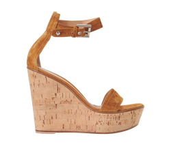 Gianvito Rossi Cork Platform Wedge, Suede, Brown, UK7, 2*