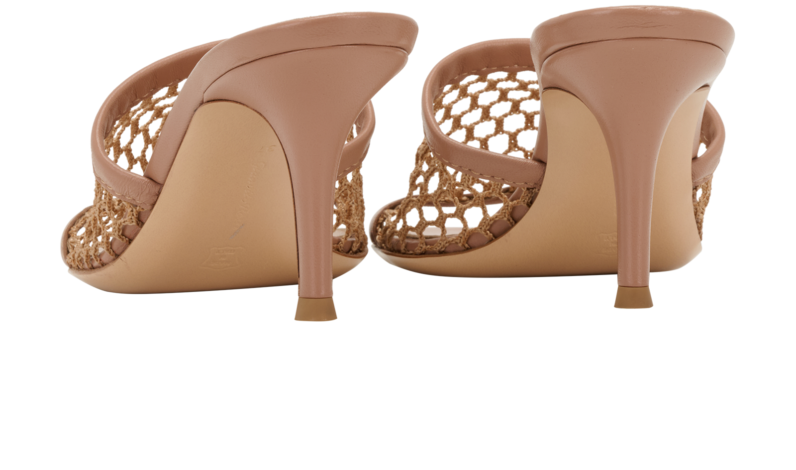 Gianvito Rossi Jamaica 70 Mules, &pound;175, Shoes, Beige/Pink, Leather/Mesh, Back view