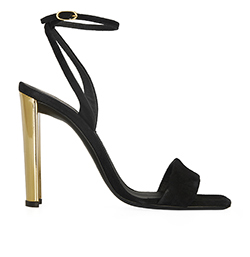 Giuseppe Zanotti Suede Heel Sandals, leather, black/gold, 4, 2*