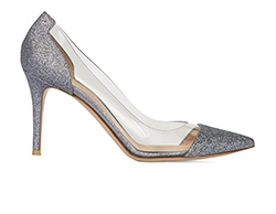 Gianvito Rossi Glitter Plexi Heels, Leather/Patent, Grey, 6, 2*