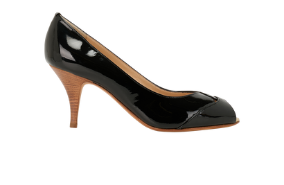 Giuseppe Zanotti Vintage Peep Toe Heels, &pound;80, Shoes, Black, Patent Leather, Front view