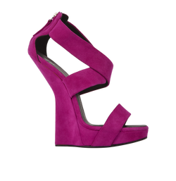 Giuseppe Zanotti Concave Wedge Heels, Suede, Purple, Sz 5, 2*