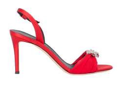 Giuseppe Zanotti Tiphaine Crystal Sandals, Satin, Red, UK3.5, DB, 3*