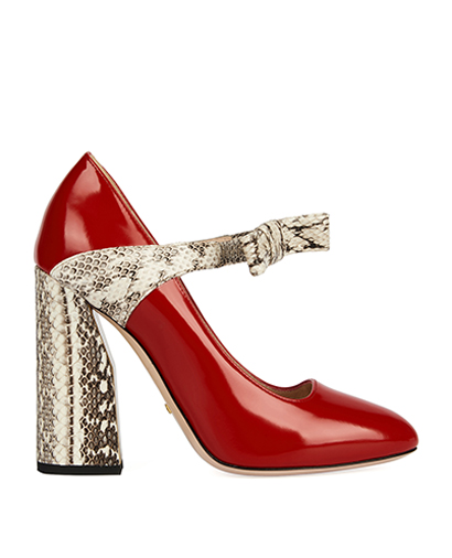 Gucci Leather and Snakeskin Nimue Mary Jane Pumps, front view