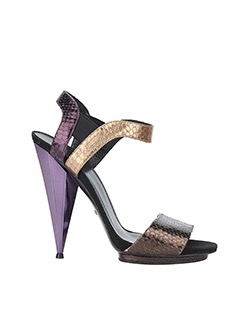Gucci Liberty Colorblock Metallic Python Sandal, Snake Skin, Bronze/Purple