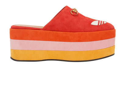 Gucci X Adidas GG Platform Mules, &pound;250, Shoes, Red, Suede, Front view