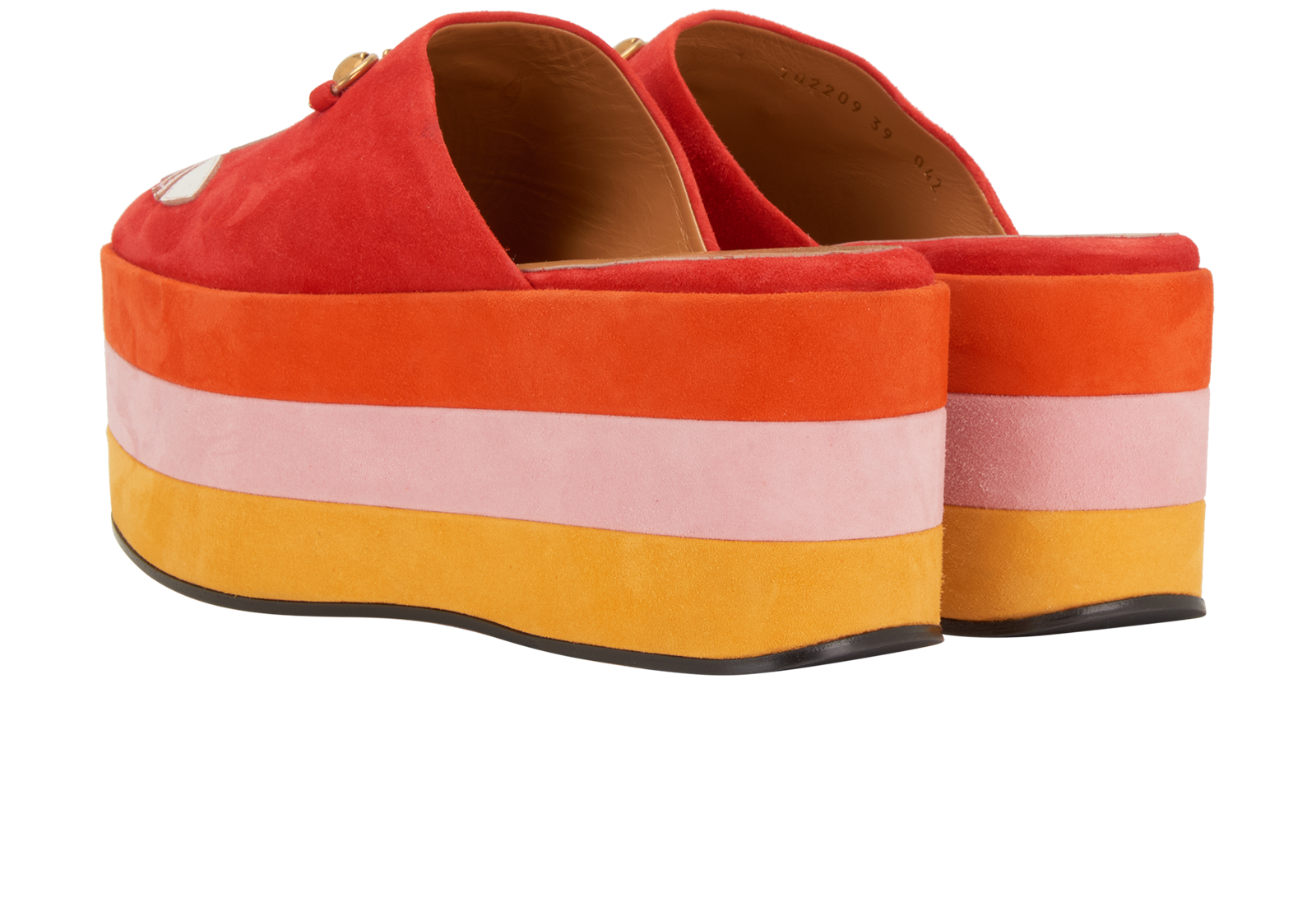 Gucci X Adidas GG Platform Mules, &pound;250, Shoes, Red, Suede, Back view