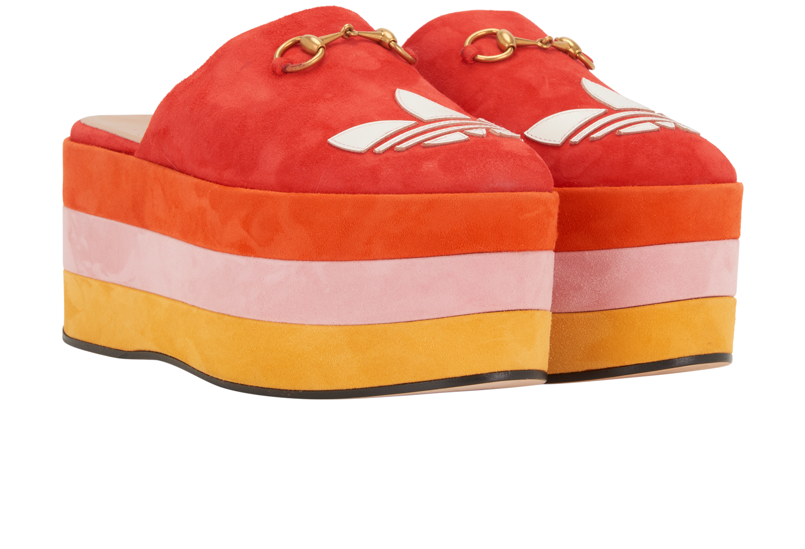 Gucci X Adidas GG Platform Mules, &pound;250, Shoes, Red, Suede, Side view
