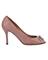 Gucci Horsebit Leather Peep Toe Heels, front view