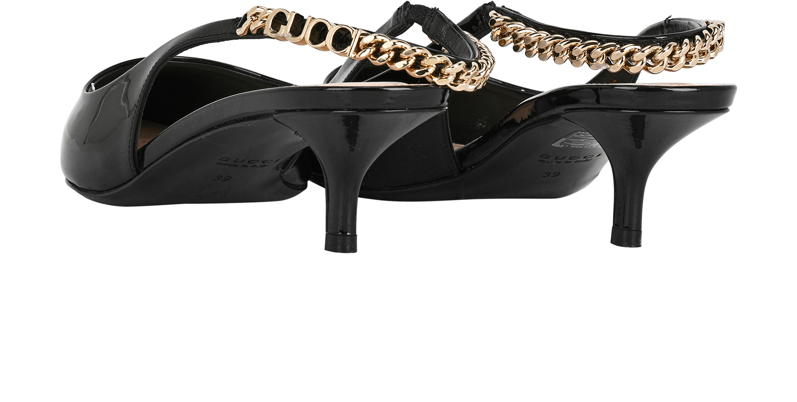 Gucci Signoria Slingbacks, &pound;495, Shoes, Black, Patent Leather, Back view