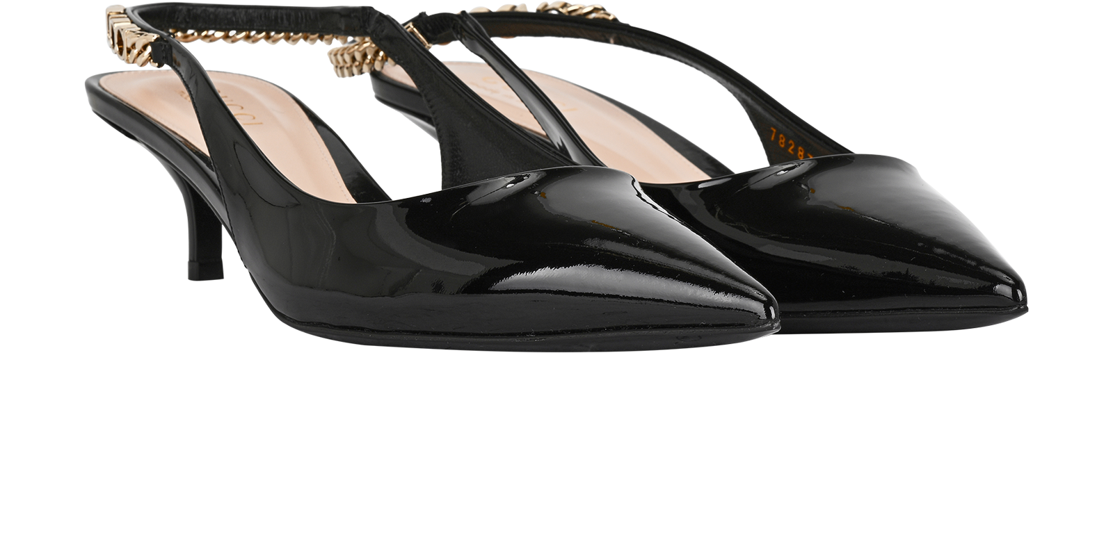 Gucci Signoria Slingbacks, &pound;495, Shoes, Black, Patent Leather, Side view