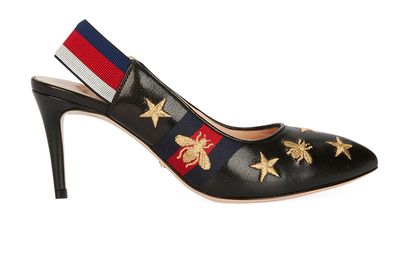 Gucci Bees and Stars Slingbacks, front view