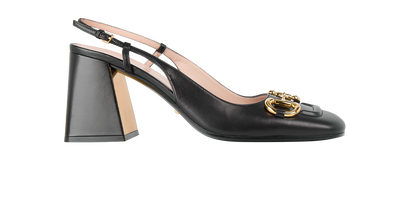 Gucci Horsebit Block Heels, £450, Shoes, Black, Leather, Front view