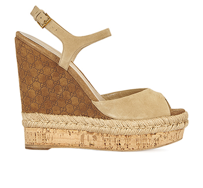 Gucci GG Supreme Espadrille Wedges, front view