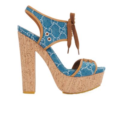 Gucci Supreme Denim Platform Sandals, front view