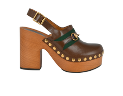 Gucci Web Horsebit Clogs, Leather, Brown, UK6.5, B/DB, 3*