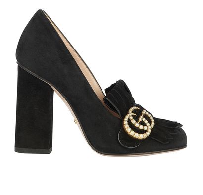 Gucci Marmont Fringed Heels, front view