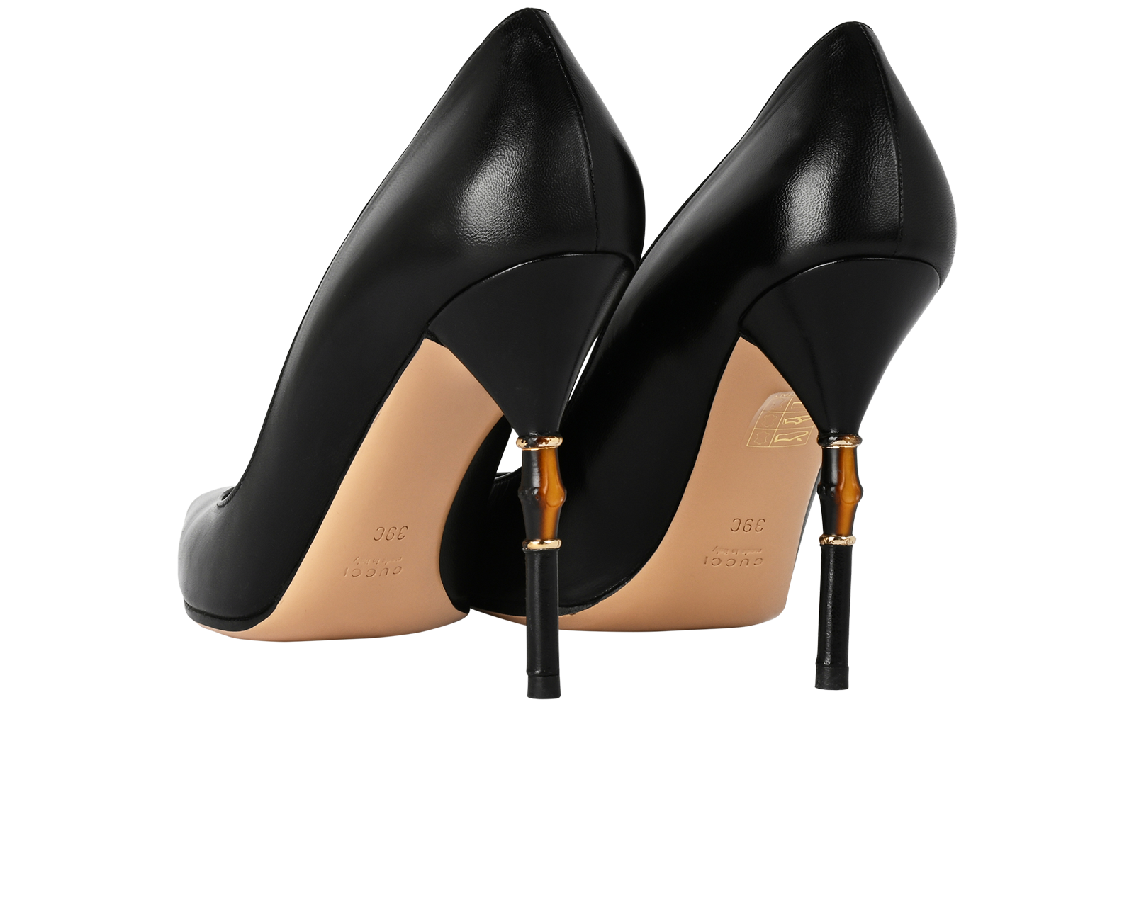Gucci Bamboo Pointed Toe Pumps, &pound;170, Shoes, Black, Leather, Back view
