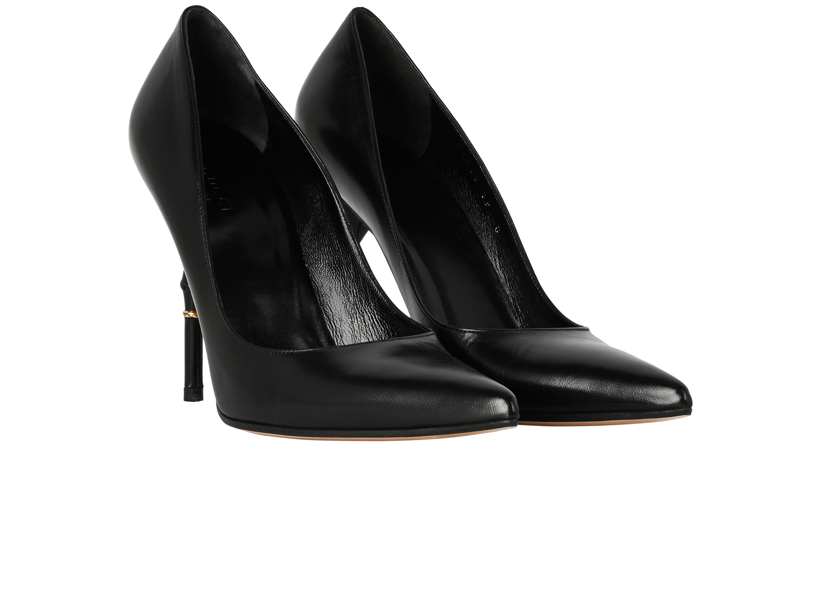 Gucci Bamboo Pointed Toe Pumps, &pound;170, Shoes, Black, Leather, Side view