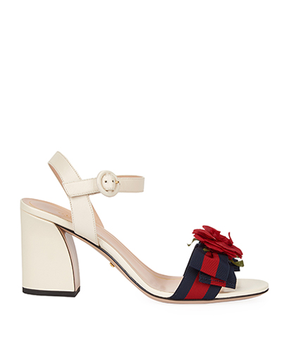 Gucci Flower Strap Heeled Sandals, front view