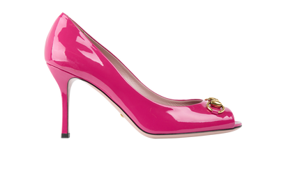 Gucci Open Toe Heels Pink Heels, front view