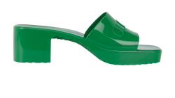 Gucci Logo Mules, Rubber, Green, UK 4, B, 4*