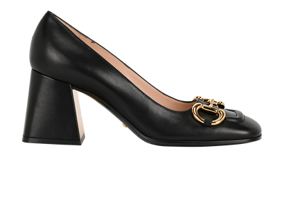 Gucci Horsebit Heels, &pound;275, Shoes, Black, Leather, Front view