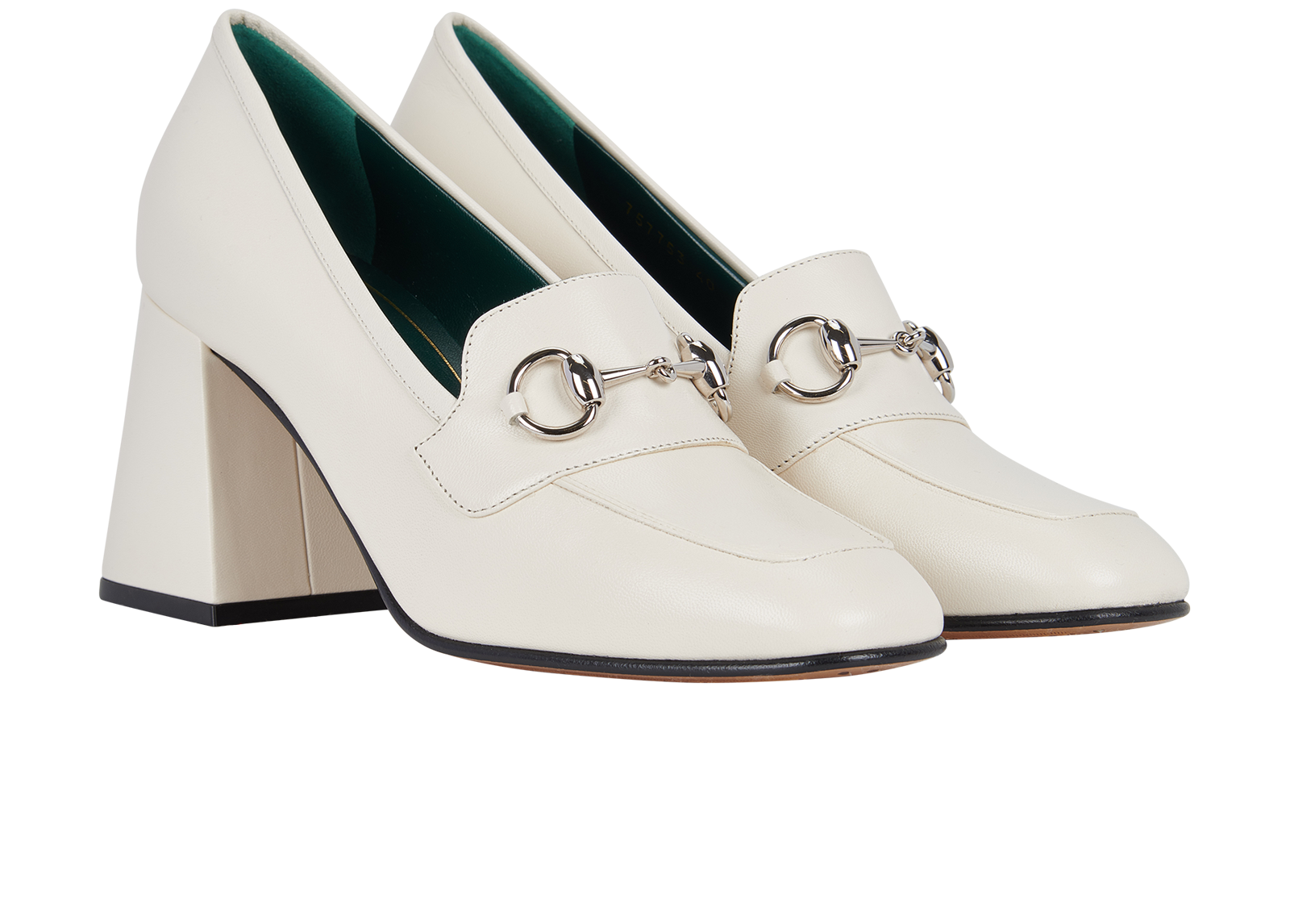 GUCCI 26S HORSEBIT MID-HEEL PUMPS 100 MM IN CREAM WHITE CALFSKIN main image 1