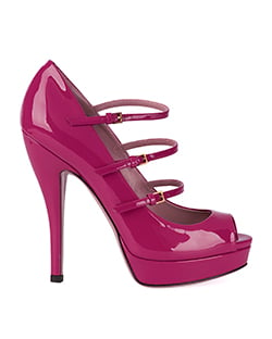 Gucci Lisbeth Peep Toe Platform Pumps, Patent, Pink, UK 3.5, B/DB