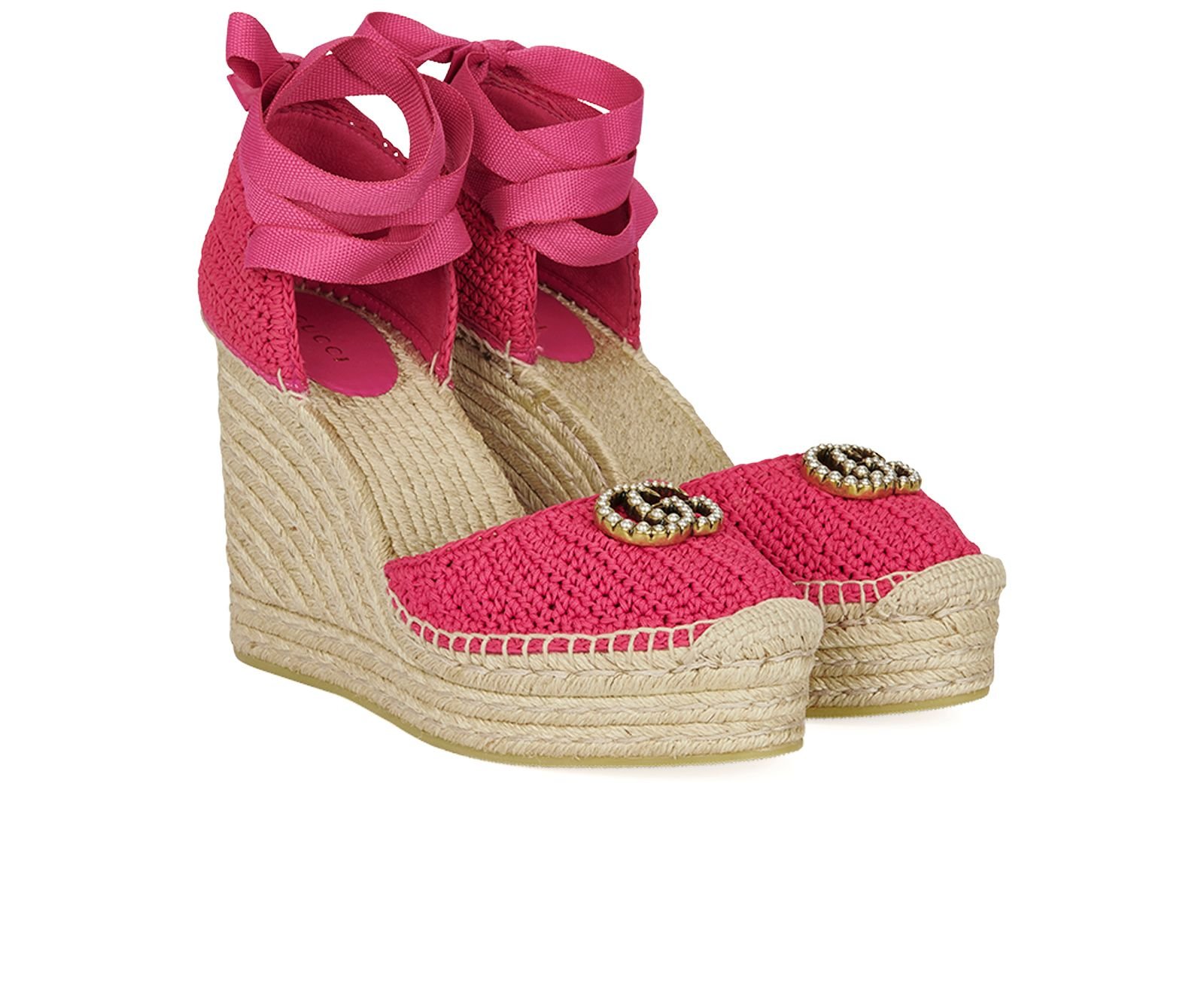 Gucci crochet hotsell wedge espadrilles