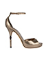 Gucci Metallic Roma Bamboo Heel Sandals, front view