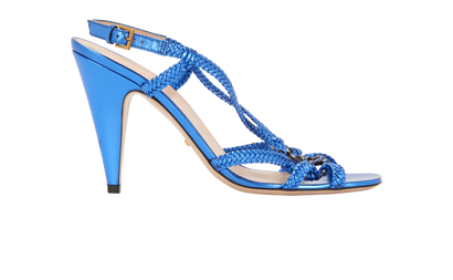 Gucci Crystal Interlocking G Sandals, &pound;295, Shoes, Blue, Leather, Front view