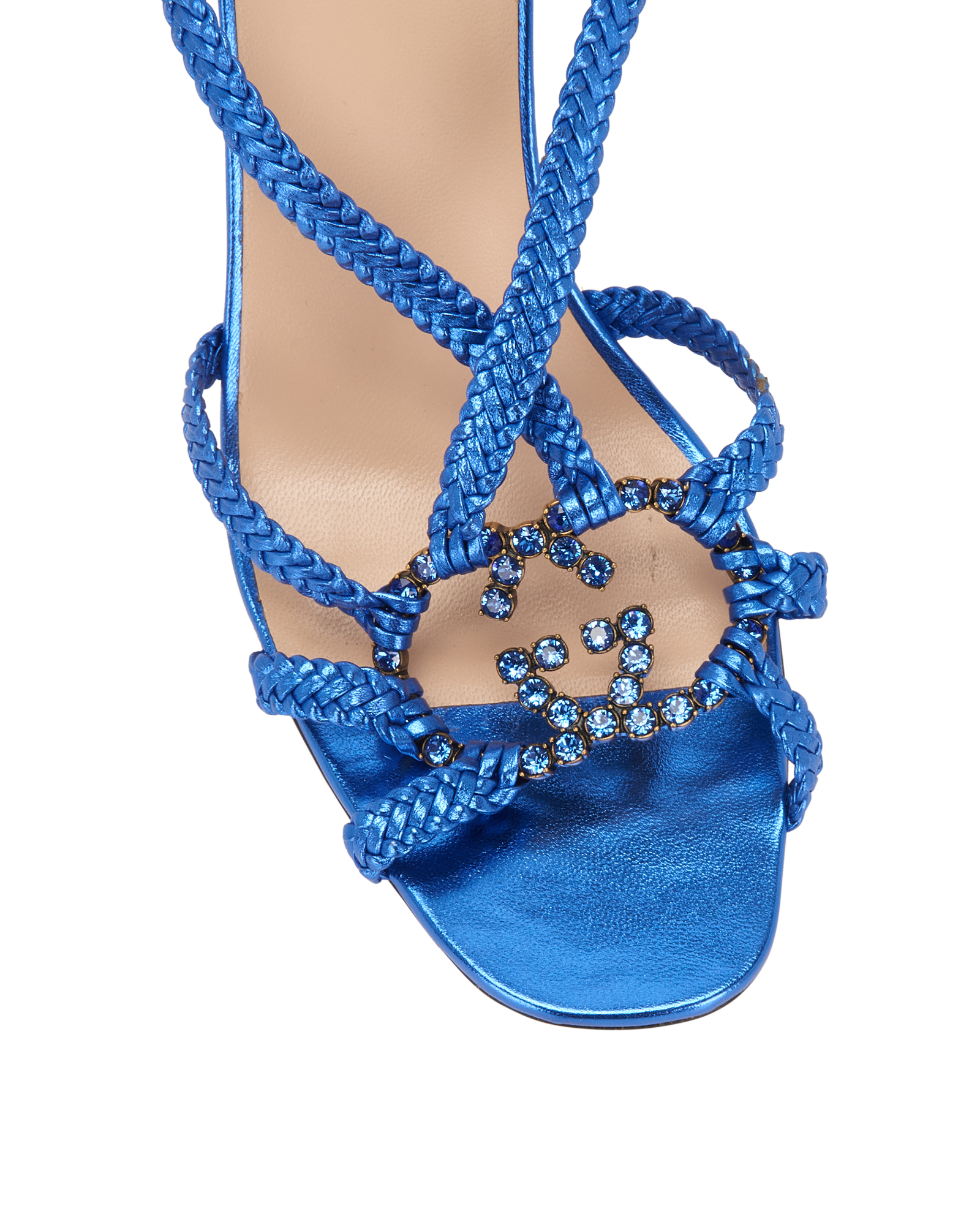 Gucci Crystal Interlocking G Sandals, &pound;295, Shoes, Blue, Leather, Other view