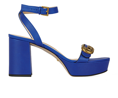 Gucci Marmont Mid-Heel Strappy Sandals, front view