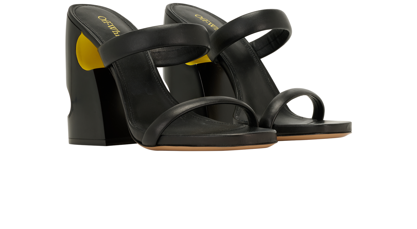 Off-White Pop Bulky Mules, &pound;230, Shoes, Black, Leather, Side view