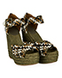 Hermes Khaki Woven Leather Wedges, side view