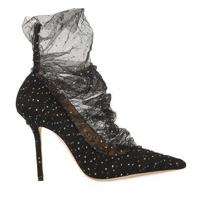Jimmy Choo Lavish 100 Tulle Sock Heels, front view