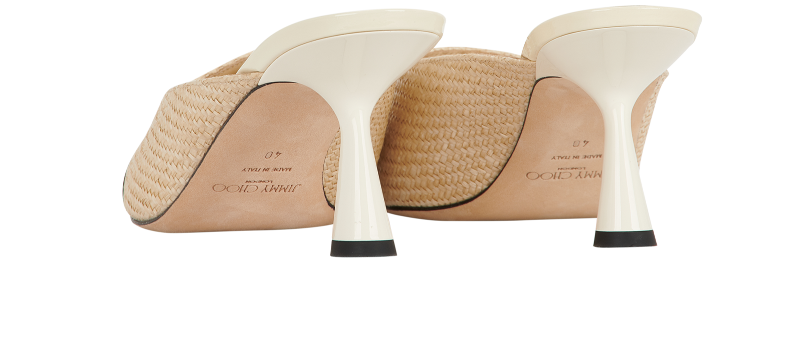 Jimmy Choo Kitten Heels, &pound;170, Shoes, Beige/Black, Leather, Back view